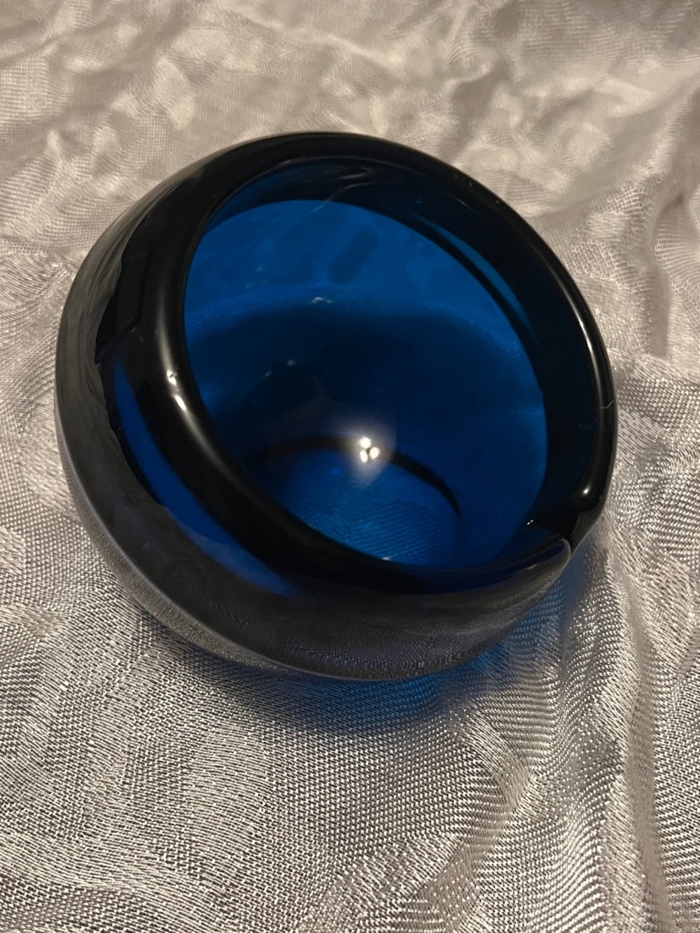 Rare Vintage 1960s Cobalt Blue "Bluenique" Viking Glass Ashtray, orb style